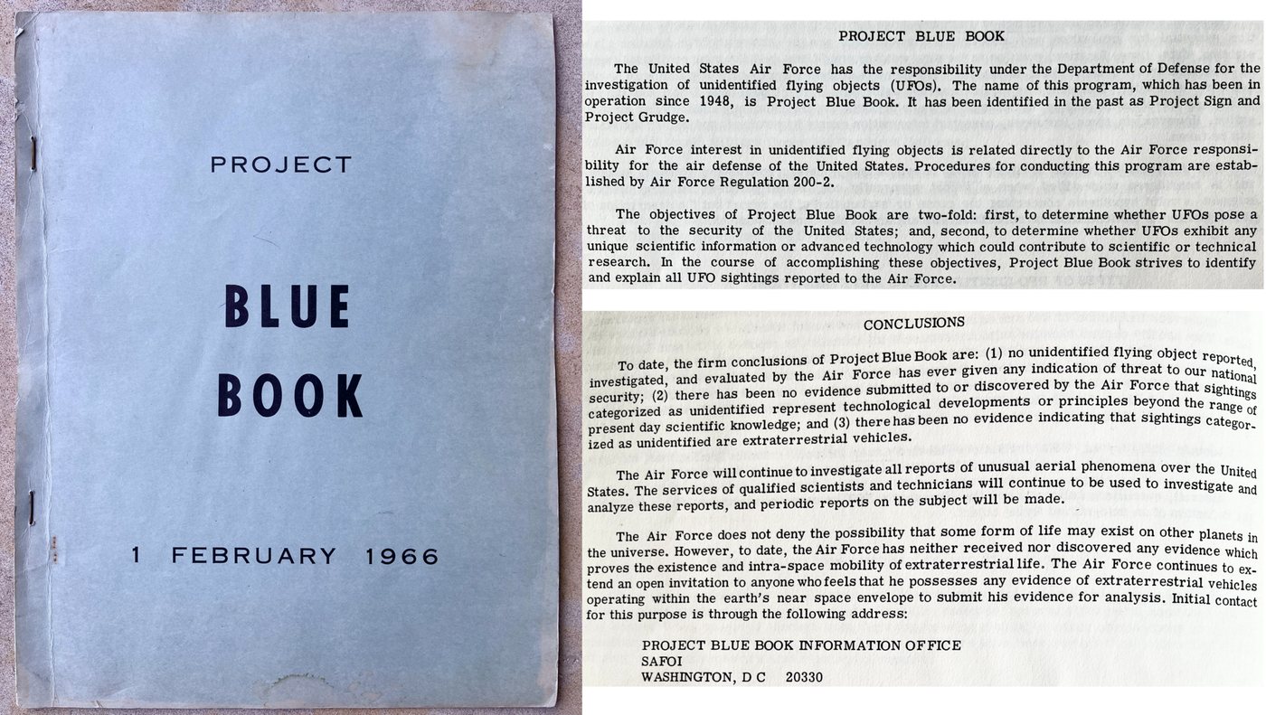 Relatório original do Projeto Blue Book, da Força Aérea dos EUA, datado de 1º de fevereiro de 1966